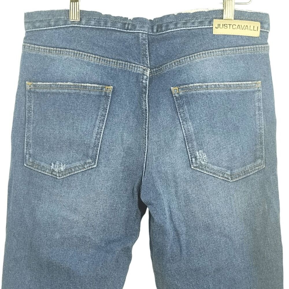 Just Cavalli New York Straight Distressed Patch Jeans Sz 30 - Picture 10 of 11
